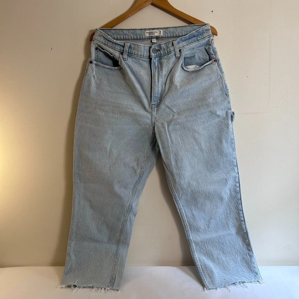 Abercrombie & Fitch The 90s Straight Ultra High Rise Carpenter Jeans Blue 32/14